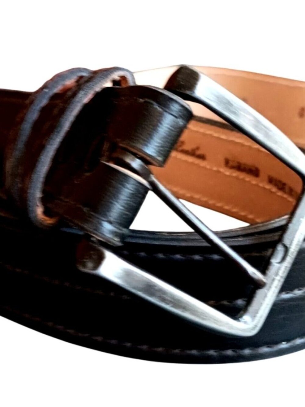 Vintage 1970''s Mens Belt 48W LEATHER BONDED DRESS BELT 48 BLACK